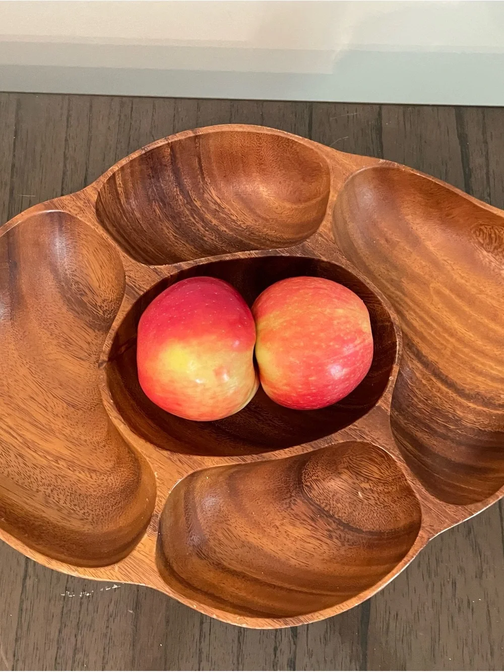 Vintage Wooden Divided Serving Bowl Monkey pod MCM